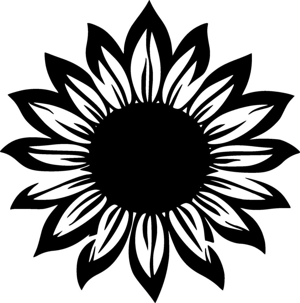 flor - Preto e branco isolado ícone - vetor ilustração