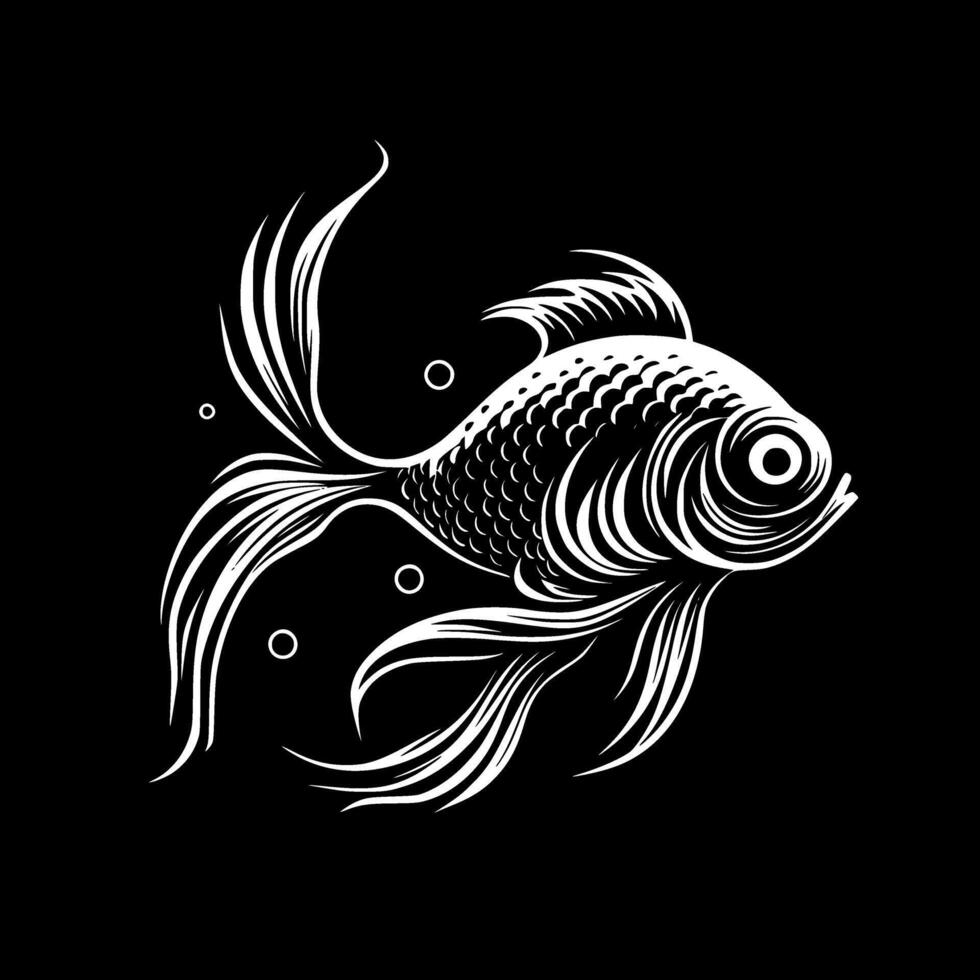 peixinho dourado, Preto e branco vetor ilustração