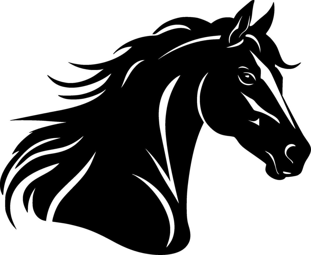 cavalo - Preto e branco isolado ícone - vetor ilustração