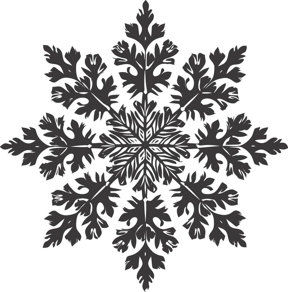 ai gerado silhueta mandala flor floco de neve em forma Preto cor só vetor