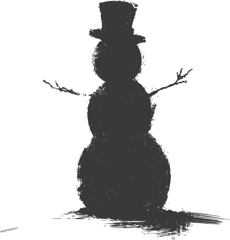 ai gerado silhueta boneco de neve Preto cor só cheio corpo vetor