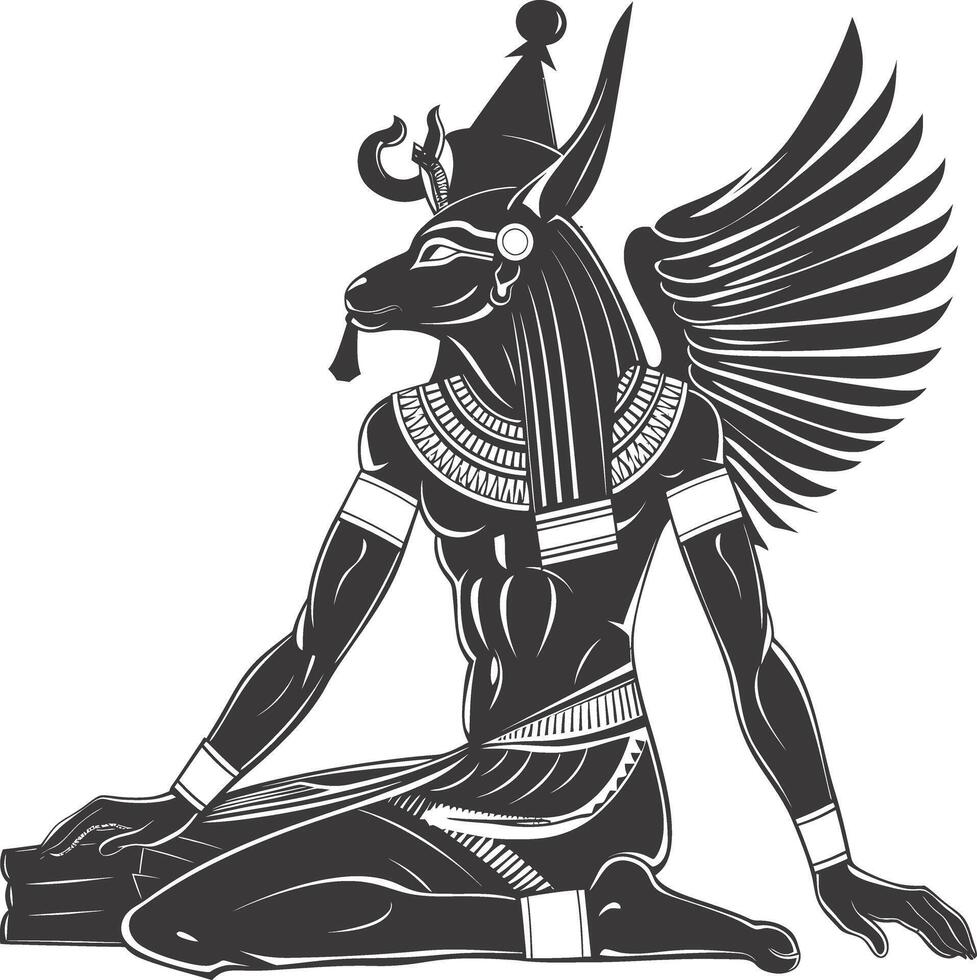 ai gerado silhueta spinx a Egito mítico criatura Preto cor só cheio corpo vetor