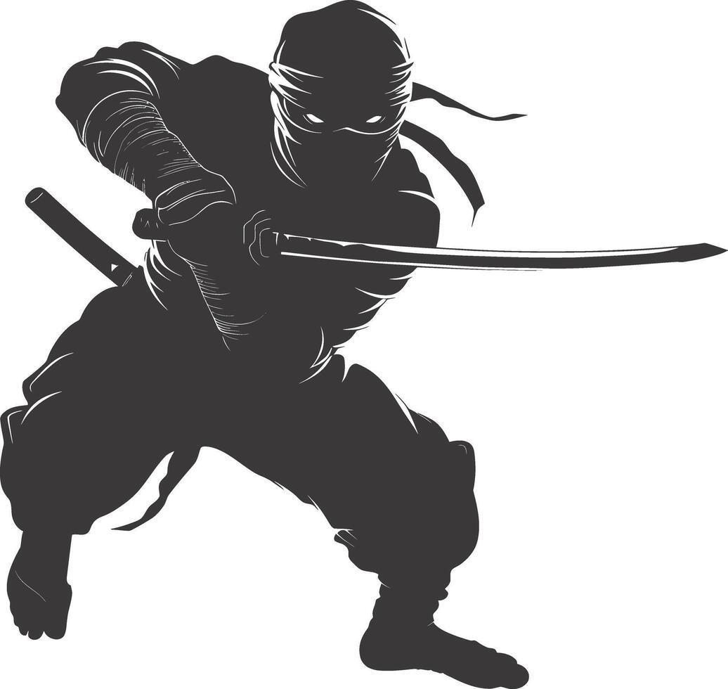 ai gerado silhueta ninja assassino Preto cor só cheio corpo vetor