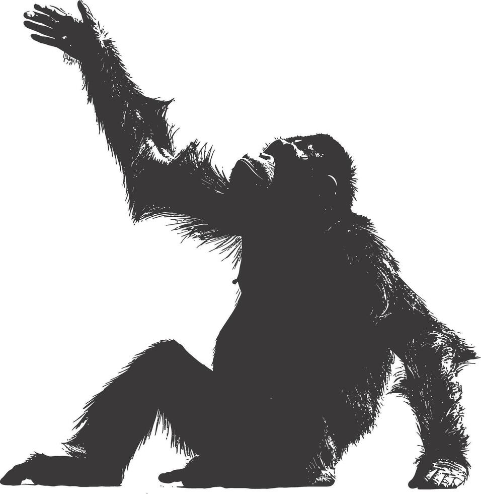 ai gerado silhueta orangotango utan animal cheio corpo Preto cor só vetor