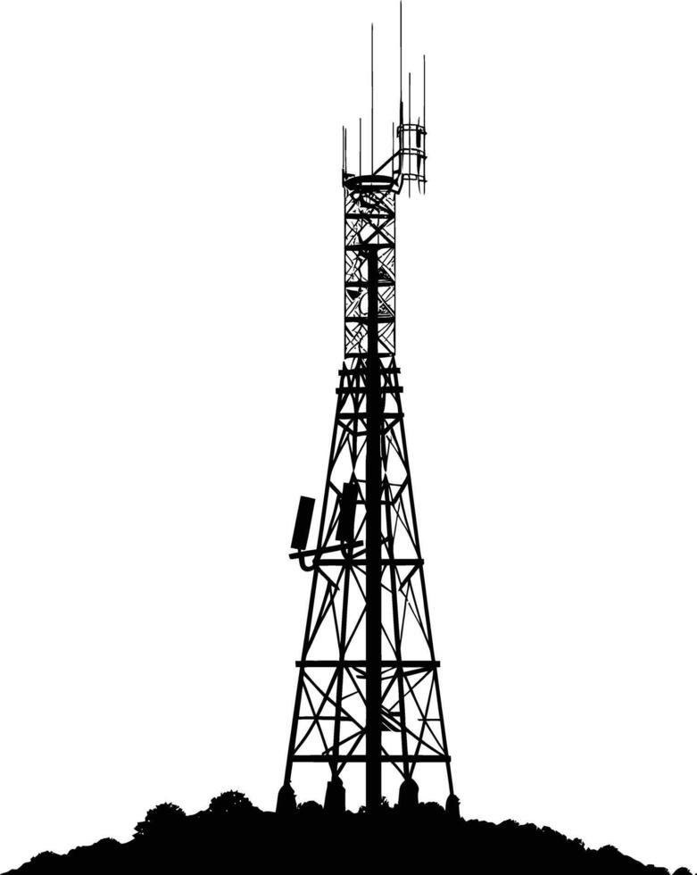 ai gerado silhueta telecomunicação torre Preto cor só vetor