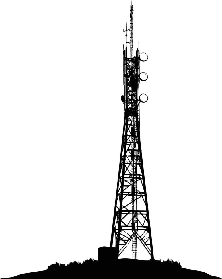 ai gerado silhueta telecomunicação torre Preto cor só vetor