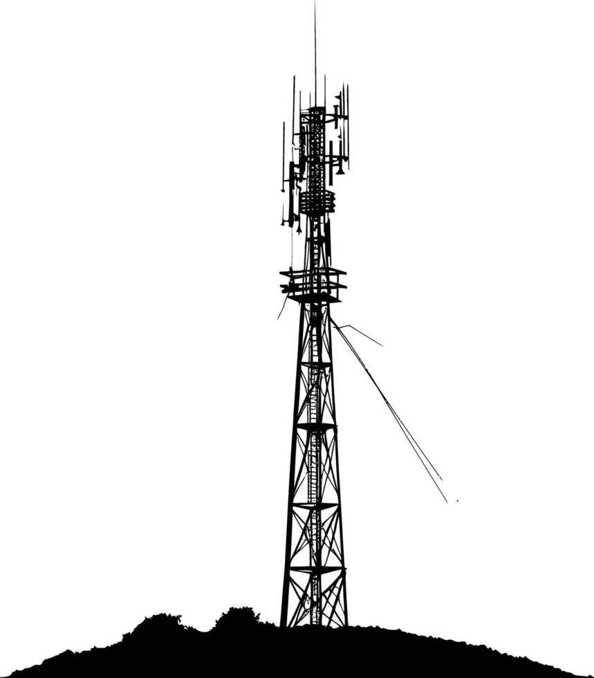 ai gerado silhueta telecomunicação torre Preto cor só vetor