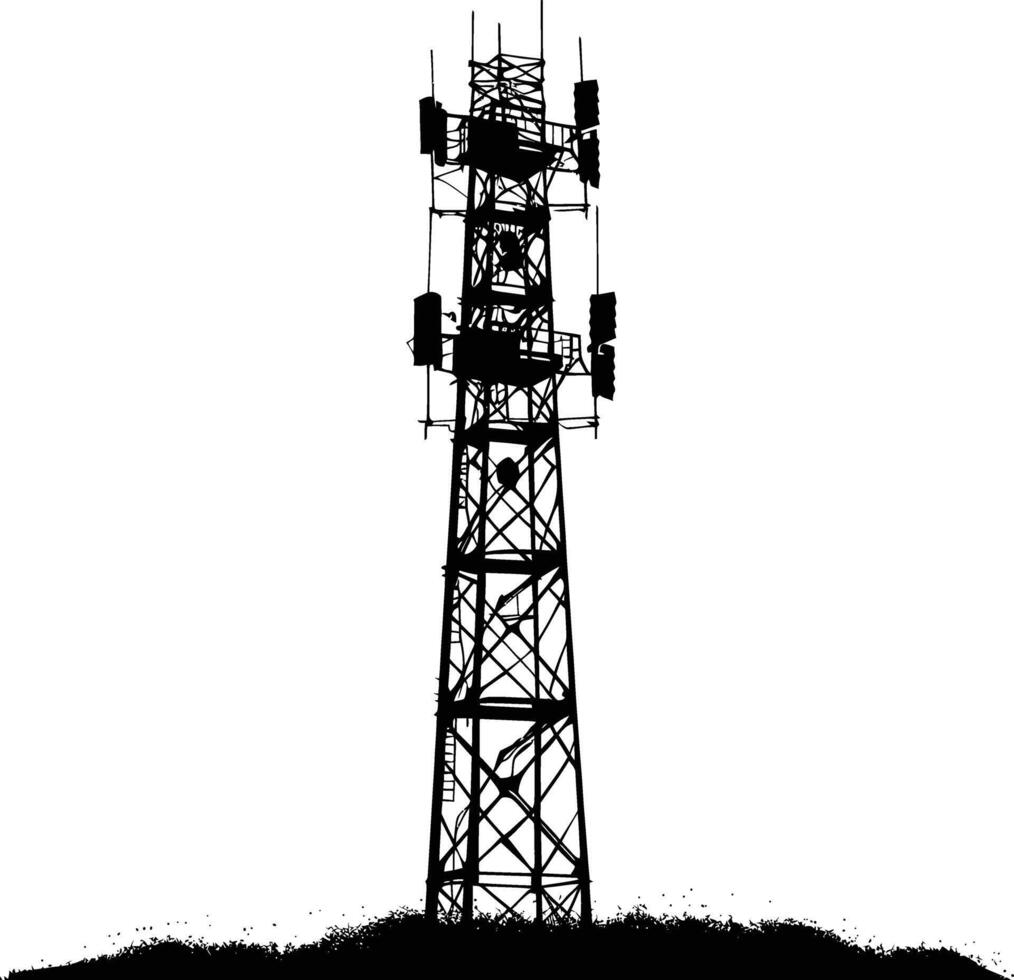 ai gerado silhueta telecomunicação torre Preto cor só vetor