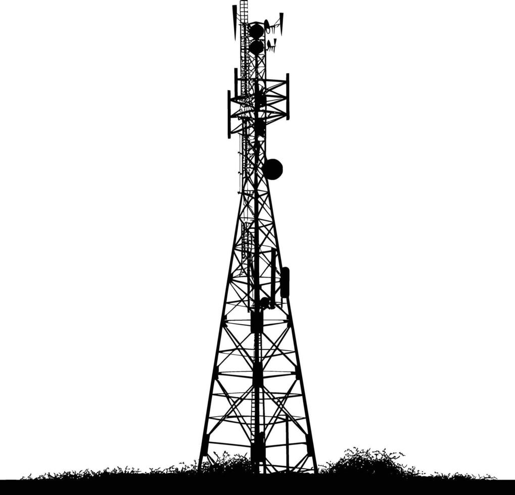 ai gerado silhueta telecomunicação torre Preto cor só vetor