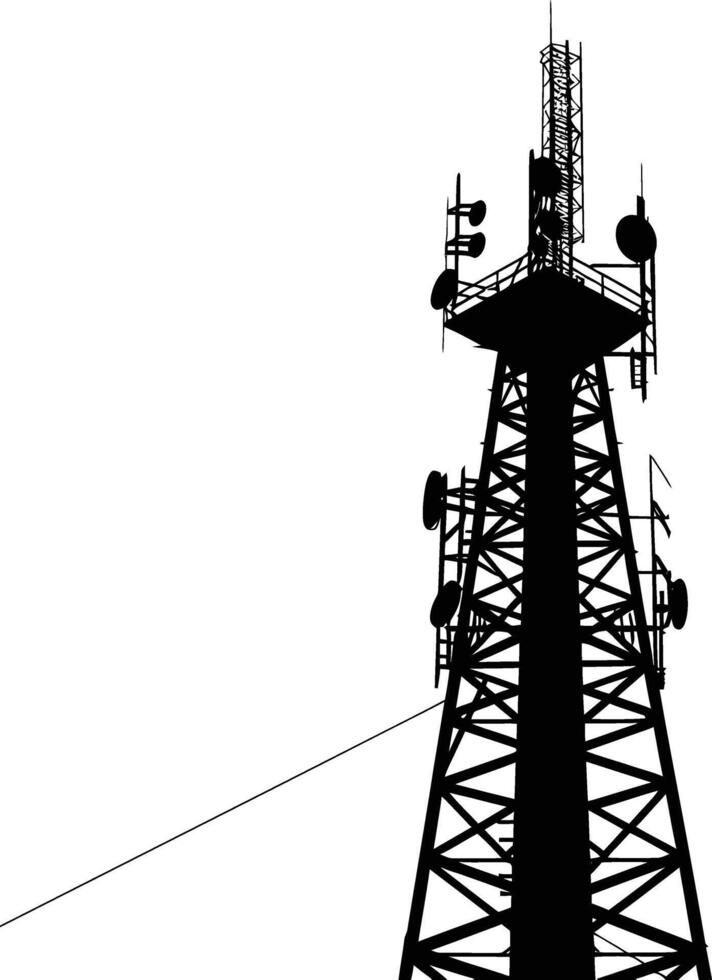 ai gerado silhueta telecomunicação torre Preto cor só vetor