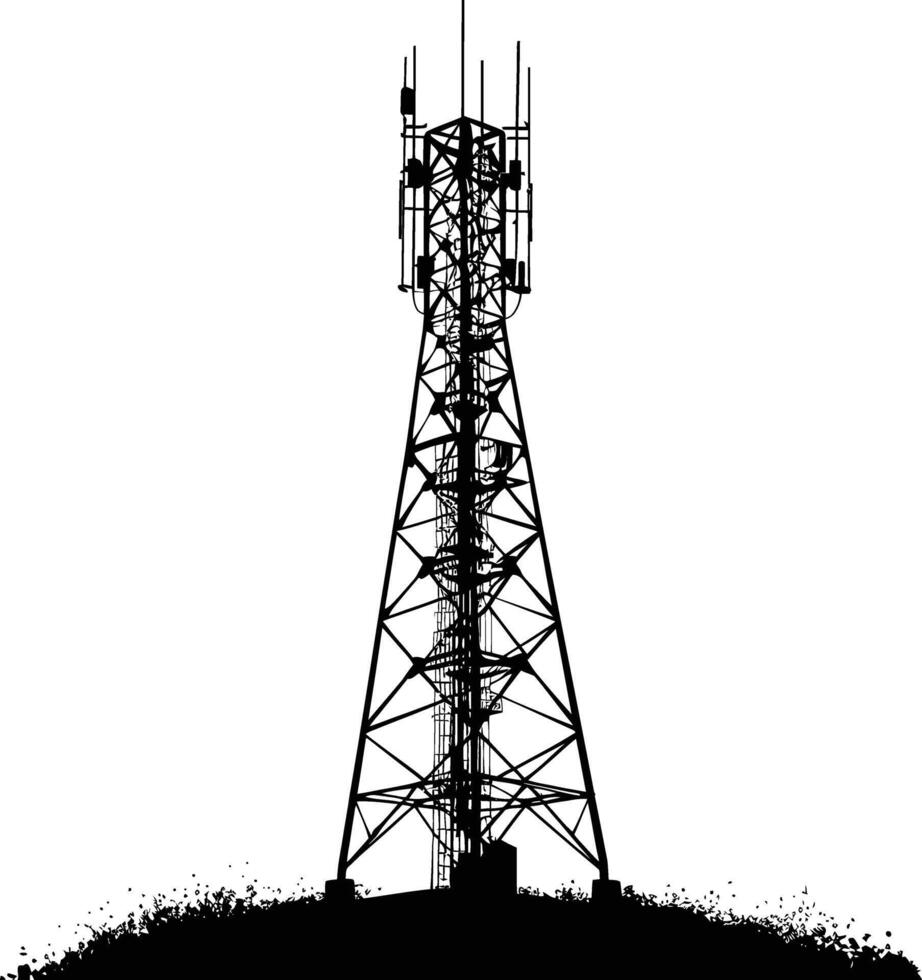 ai gerado silhueta telecomunicação torre Preto cor só vetor