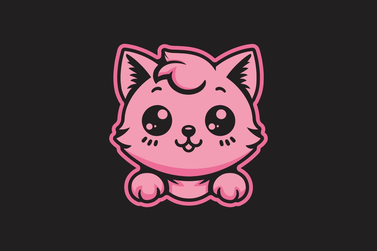 fofa gato mascote Rosa personagem desenho animado logotipo vetor