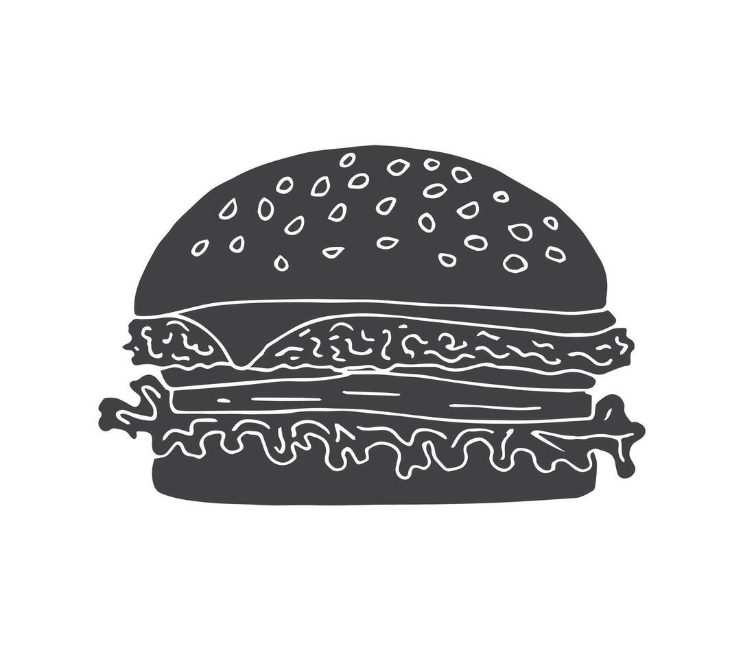 vetor mão desenhado rabisco esboço hamburguer