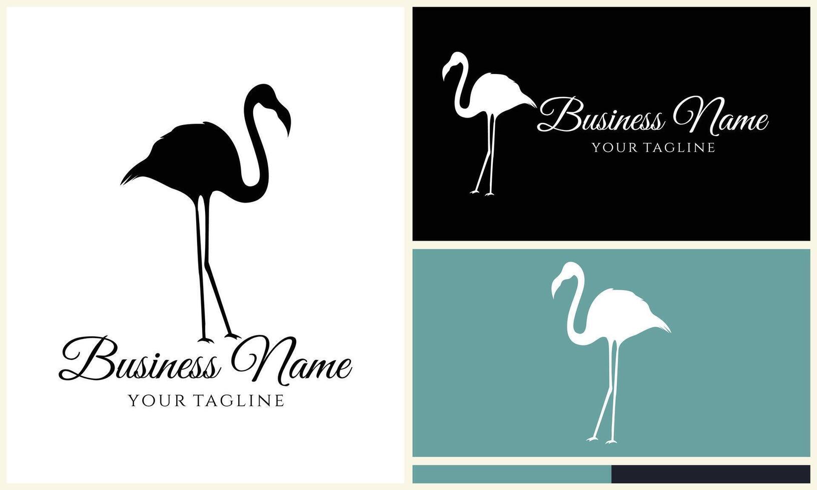 silhueta cegonha flamingo logotipo modelo vetor