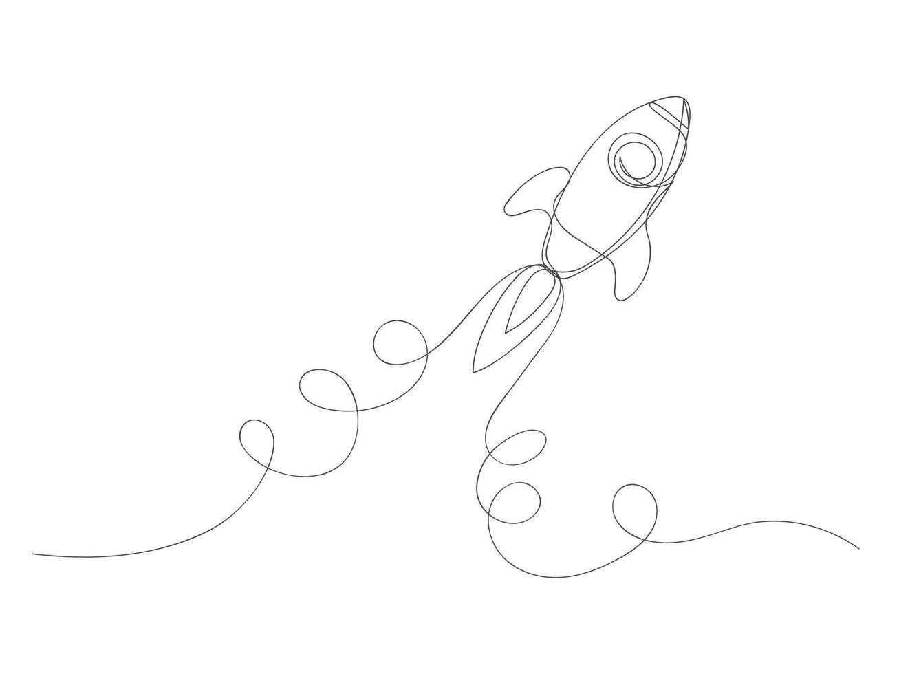 foguete contínuo 1 linha desenhando forma arte isolado vetor ilustração.