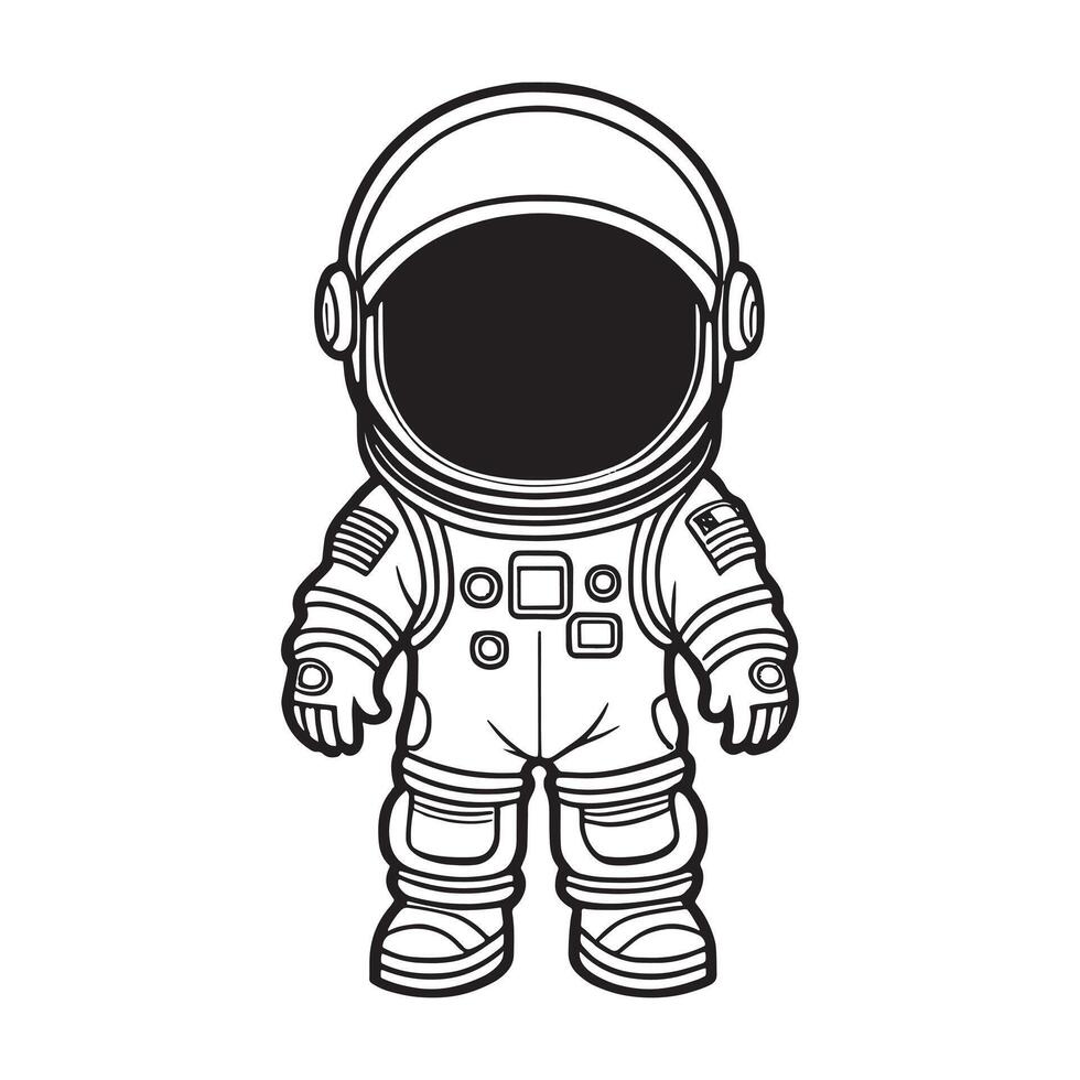 crianças astronauta esboço coloração página ilustração para crianças e adulto vetor