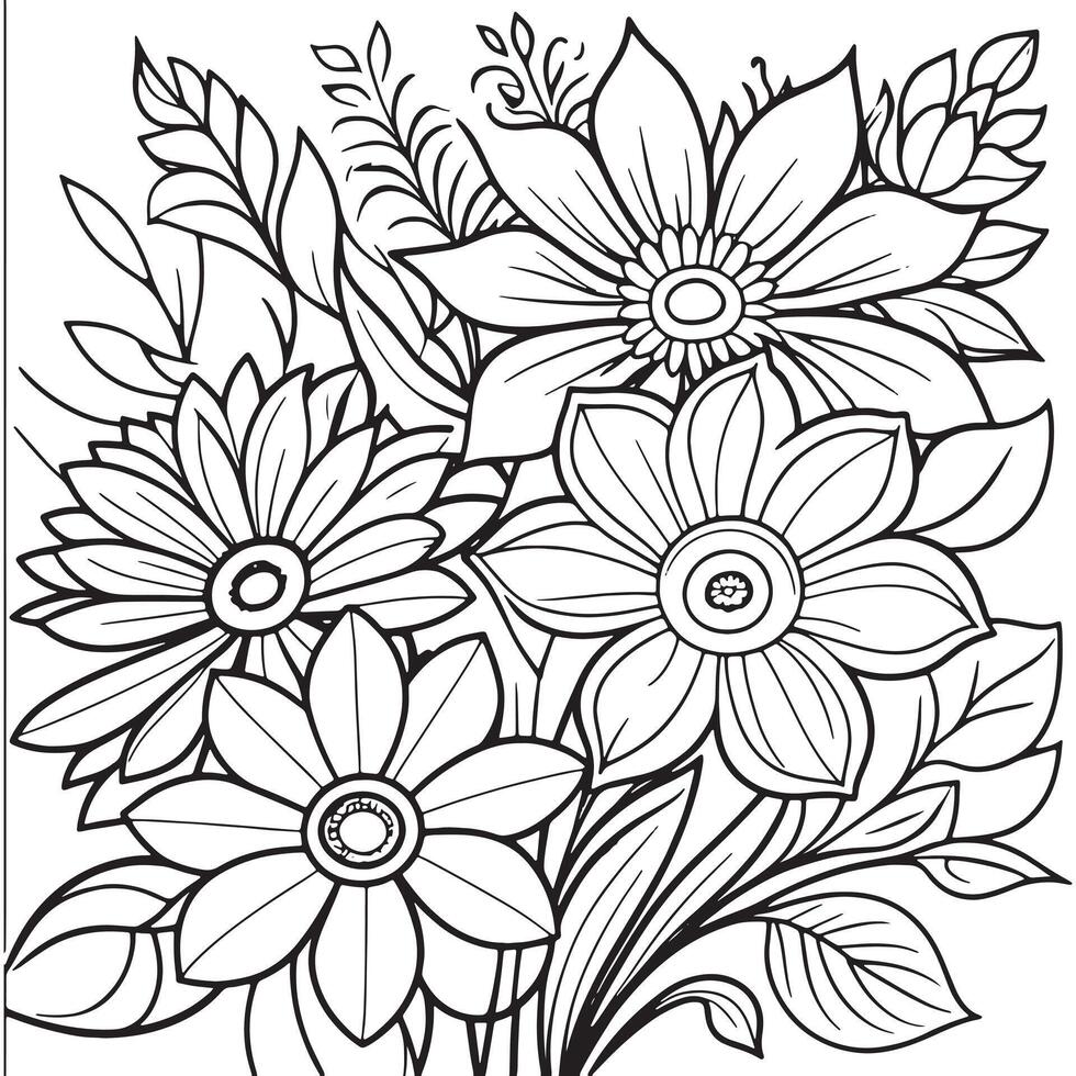 luxo floral esboço coloração livro Páginas linha arte esboço vetor