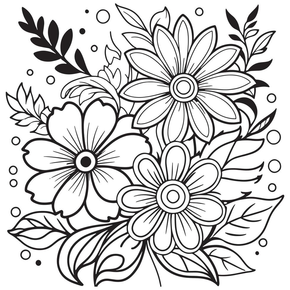 luxo floral esboço desenhando coloração livro Páginas linha arte esboço vetor