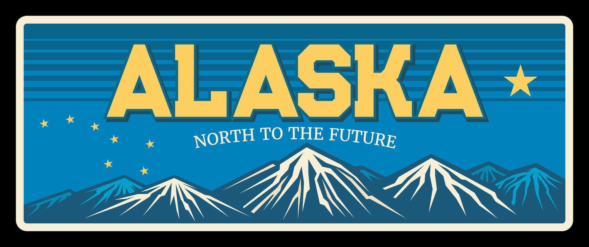 Alaska Unidos estados viagem prato com montanhas vetor