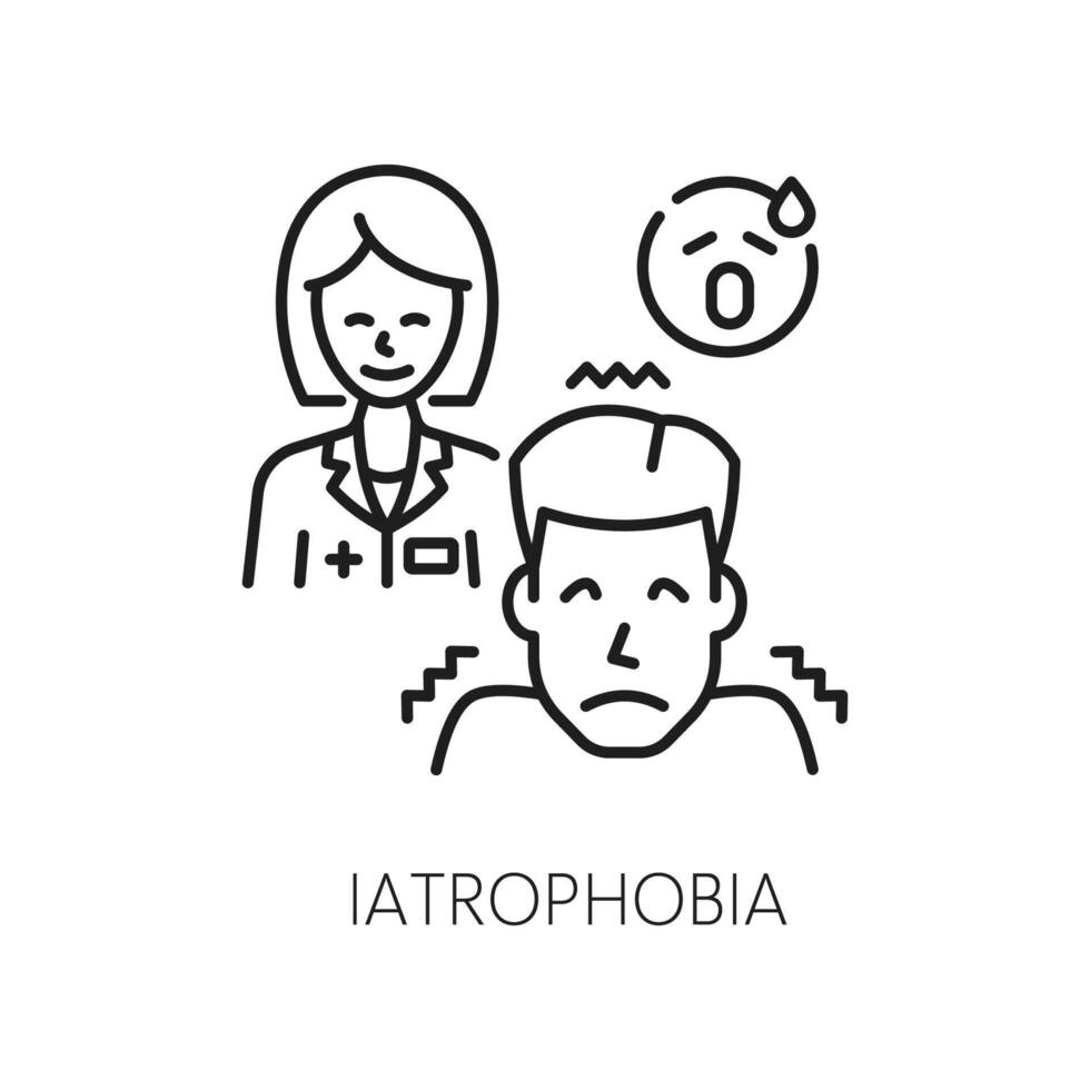 humano iatrofobia fobia, mental saúde ícone vetor