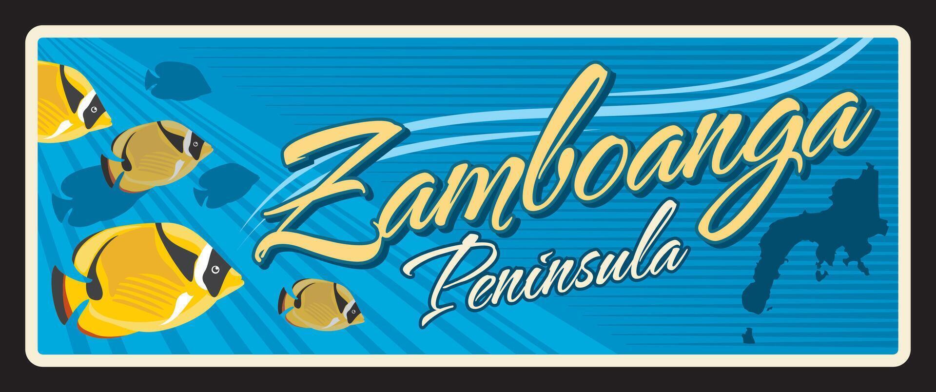 zamboanga Península, filipino viagem placa vetor