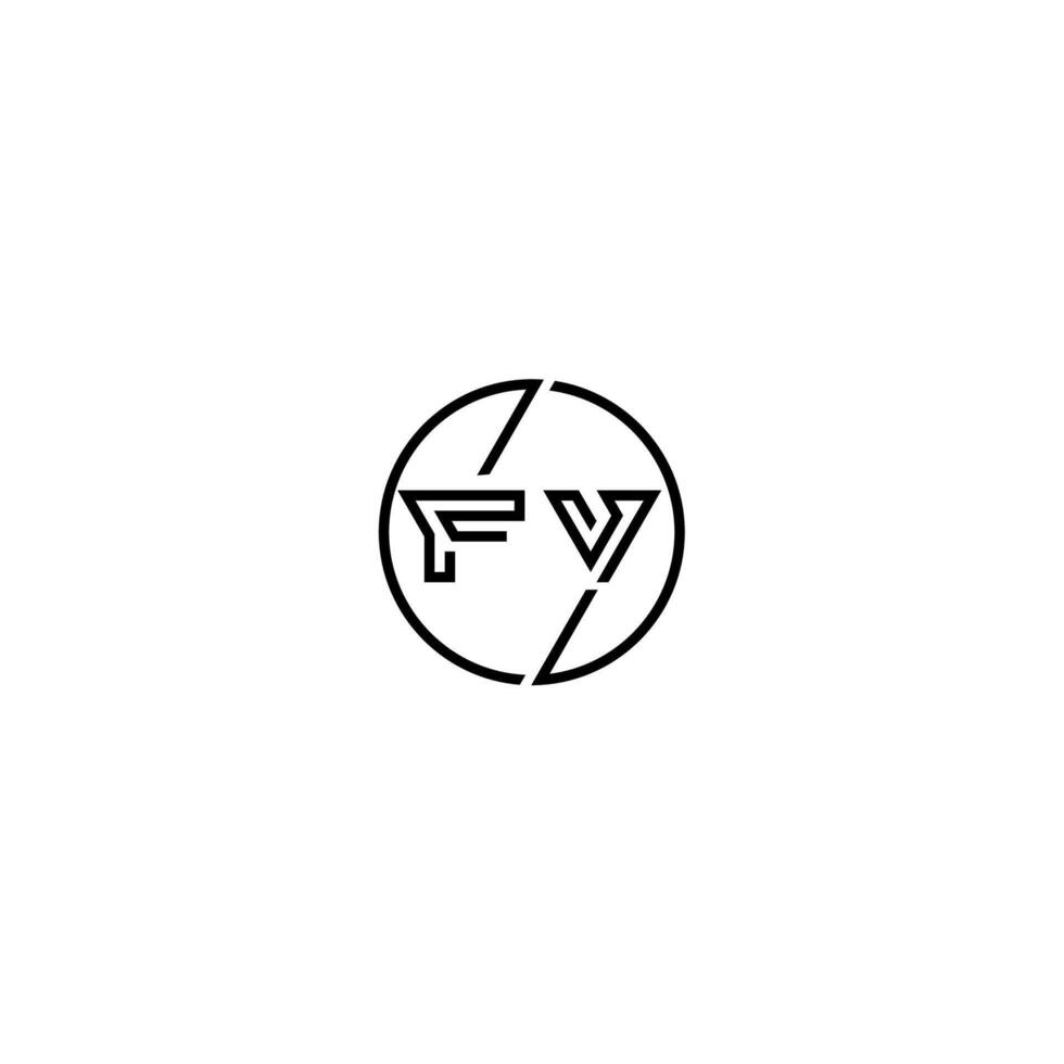 fv negrito linha conceito dentro círculo inicial logotipo Projeto dentro Preto isolado vetor