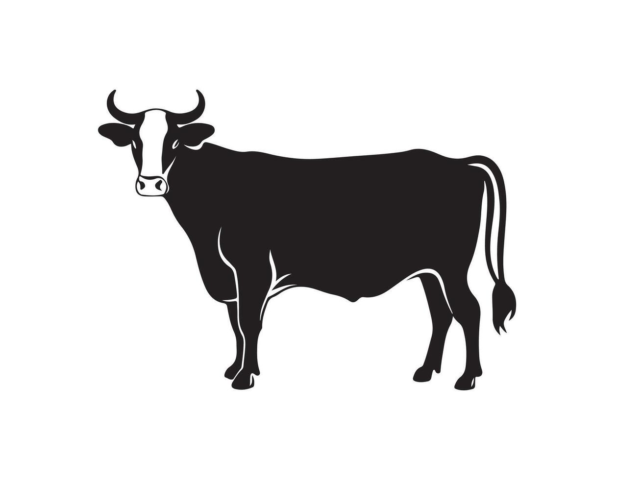 silhueta vaca isolado em branco vetor