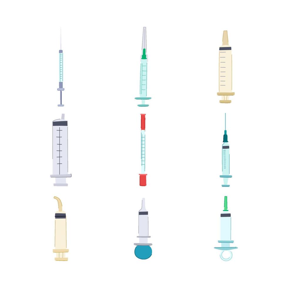 seringa conjunto desenho animado vetor ilustração