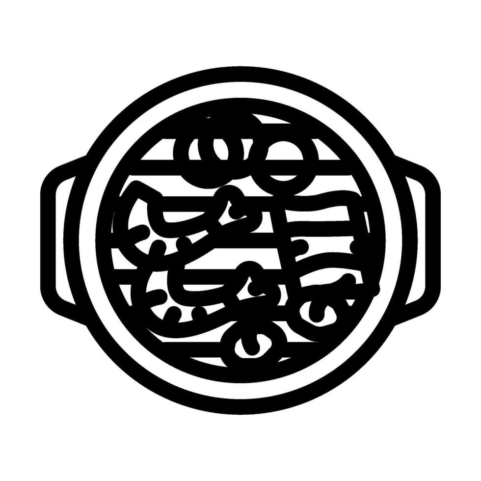 coreano churrasco grade cozinha linha ícone vetor ilustração