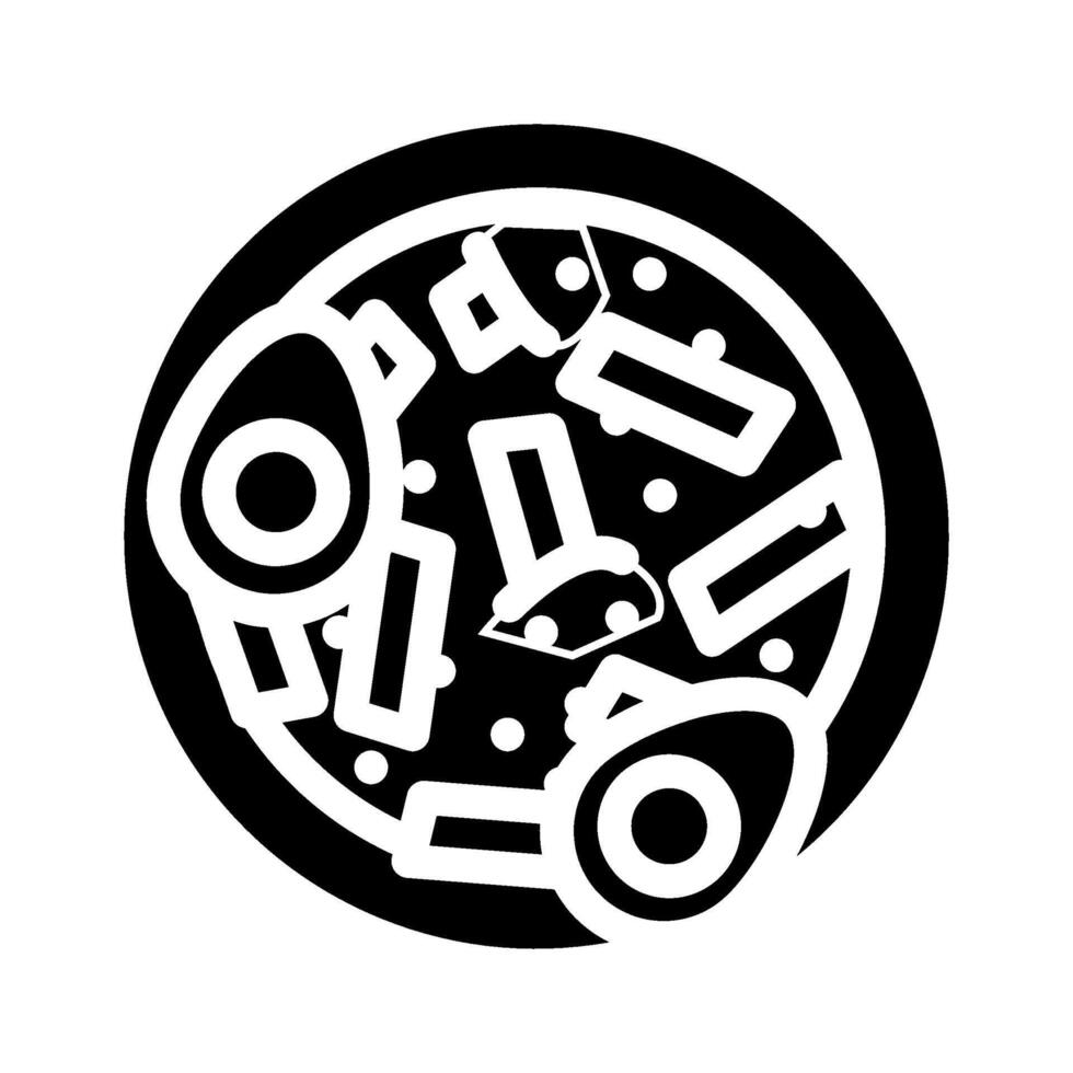 tteokbokki coreano cozinha glifo ícone vetor ilustração