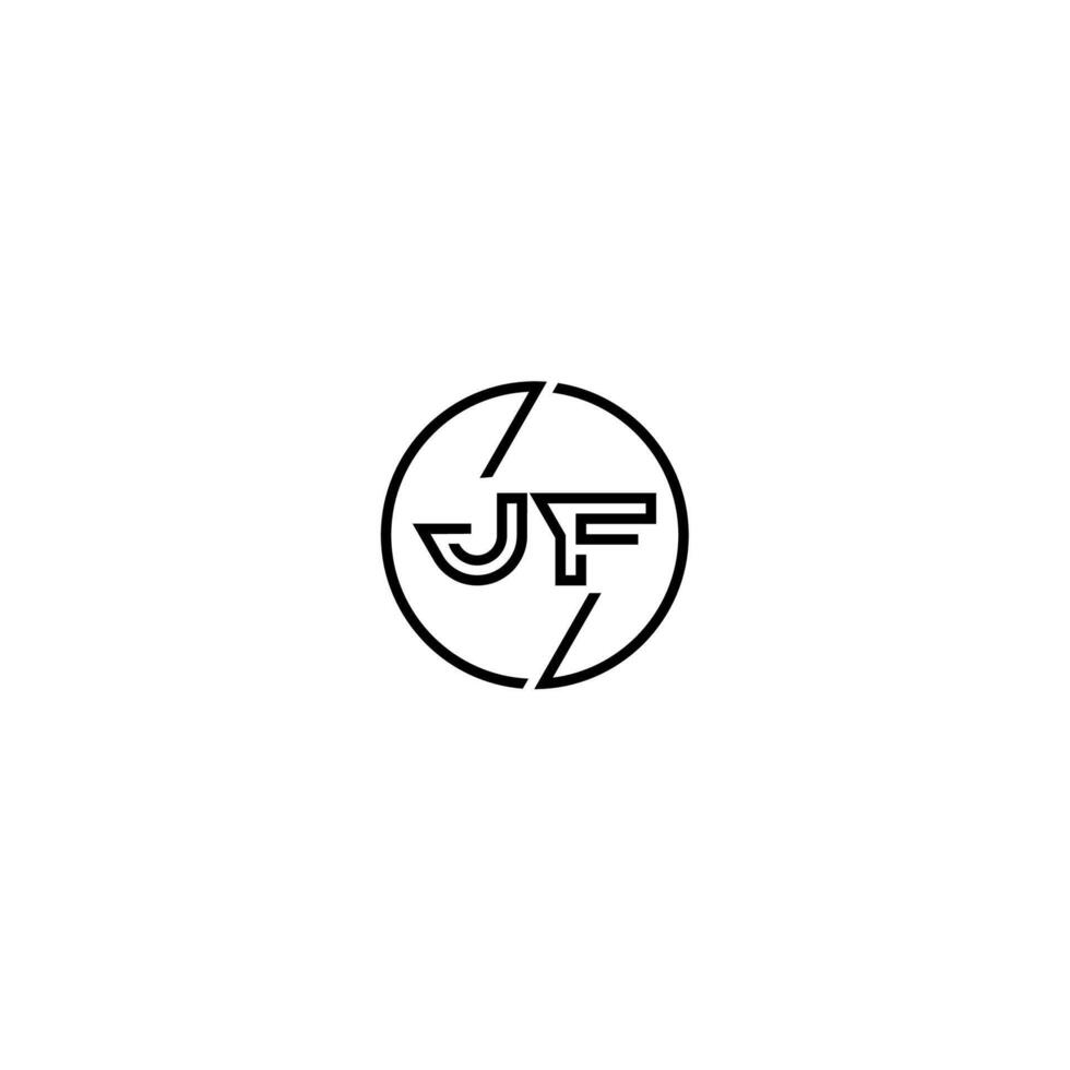 jf negrito linha conceito dentro círculo inicial logotipo Projeto dentro Preto isolado vetor