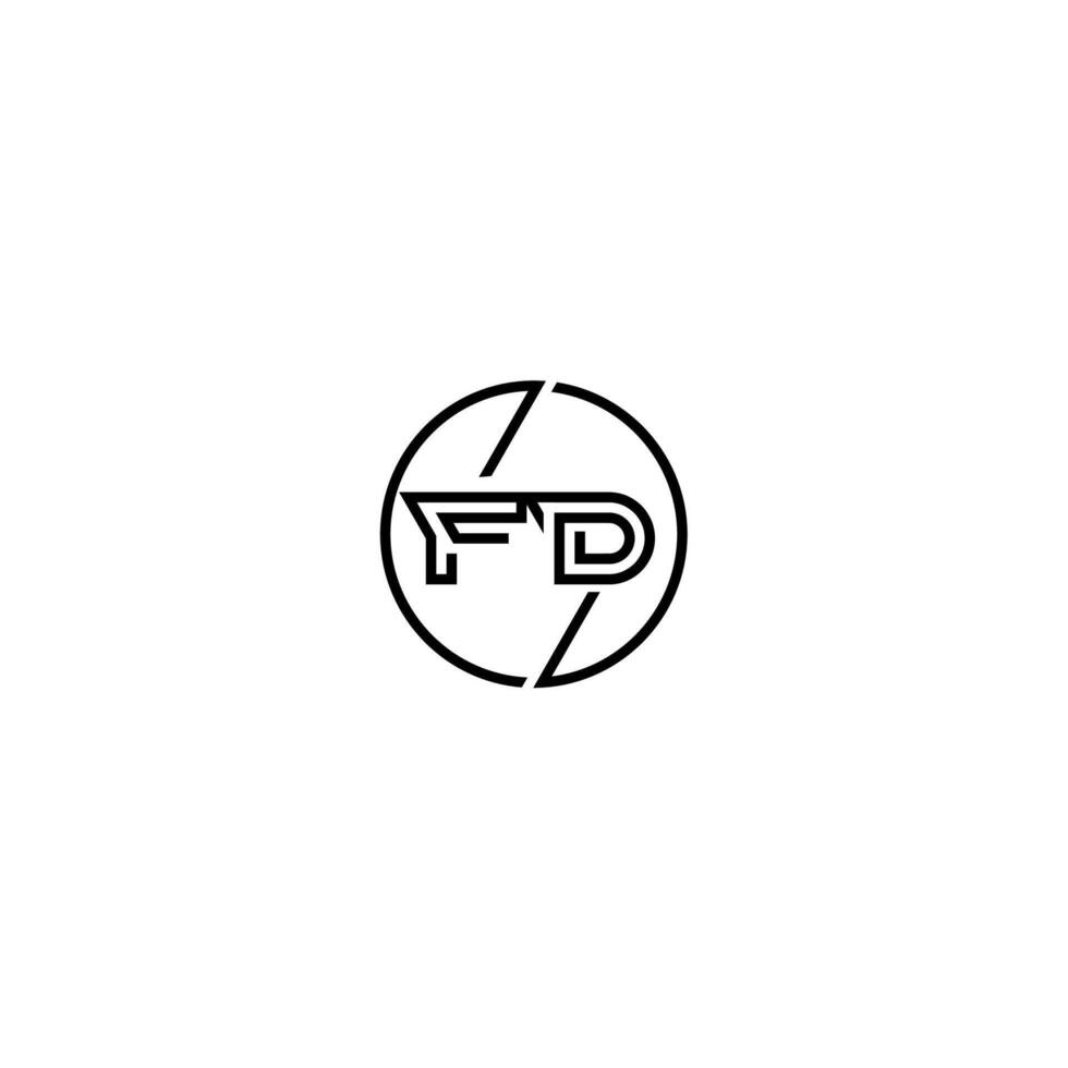 fd negrito linha conceito dentro círculo inicial logotipo Projeto dentro Preto isolado vetor