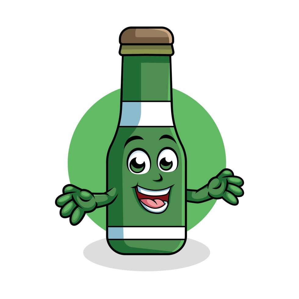 Cerveja desenho animado personagem surpreendente pose feliz mascote vetor ilustração clipart