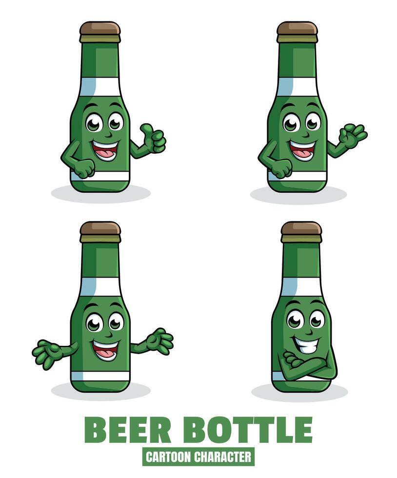 Cerveja desenho animado mascote personagem vetor ilustração conjunto dentro diferente poses, polegar acima, OK, surpresa