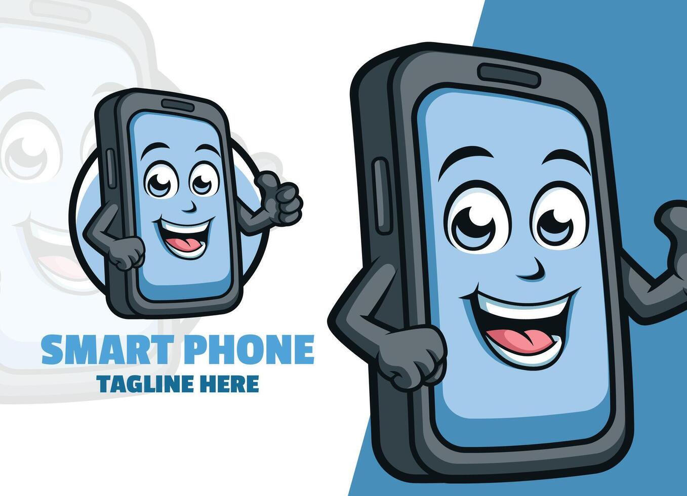 fofa inteligente telefone desenho animado personagem mascote logotipo dando polegar acima vetor ilustração