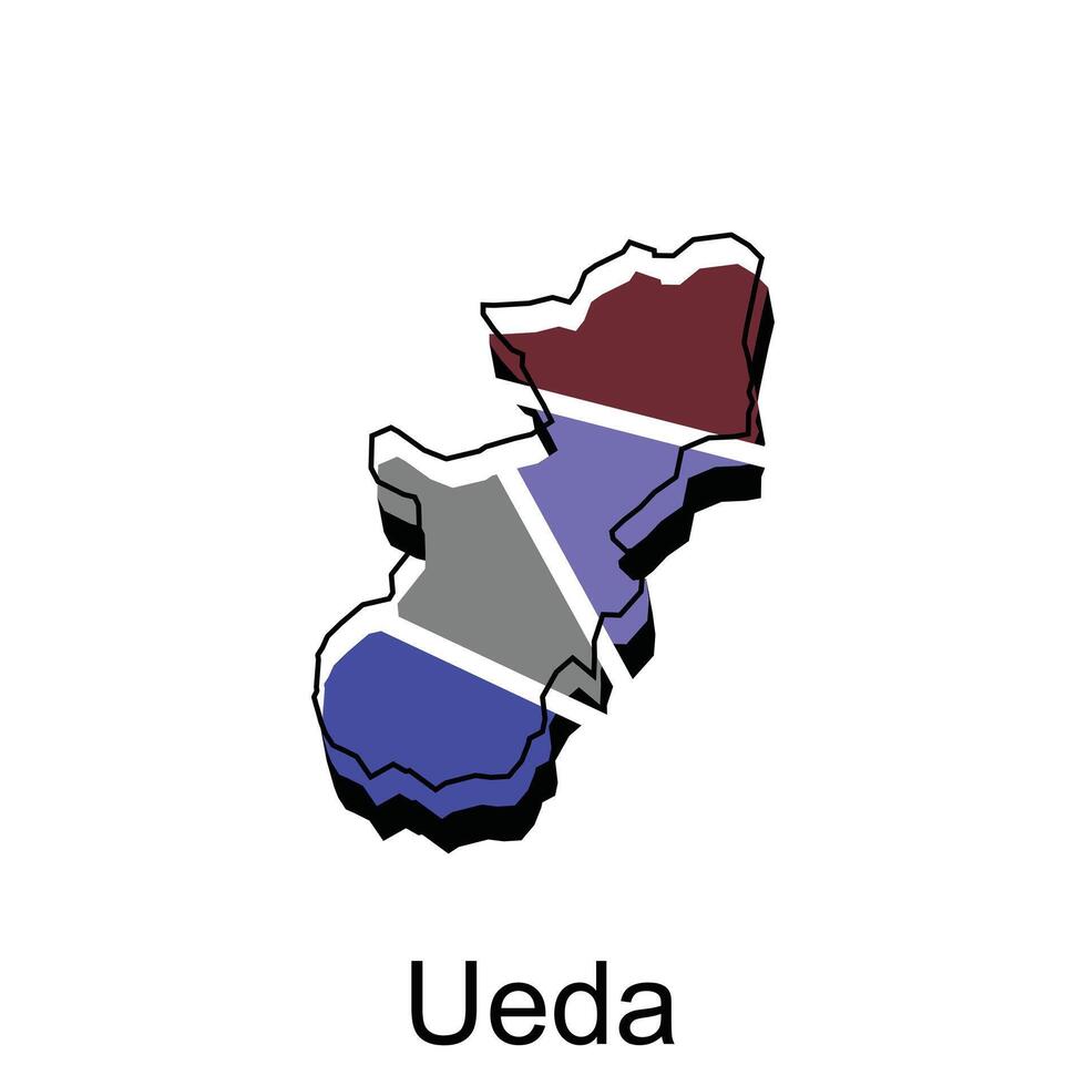 geométrico estilo cor mapa cidade do Ueda, adequado para seu companhia vetor