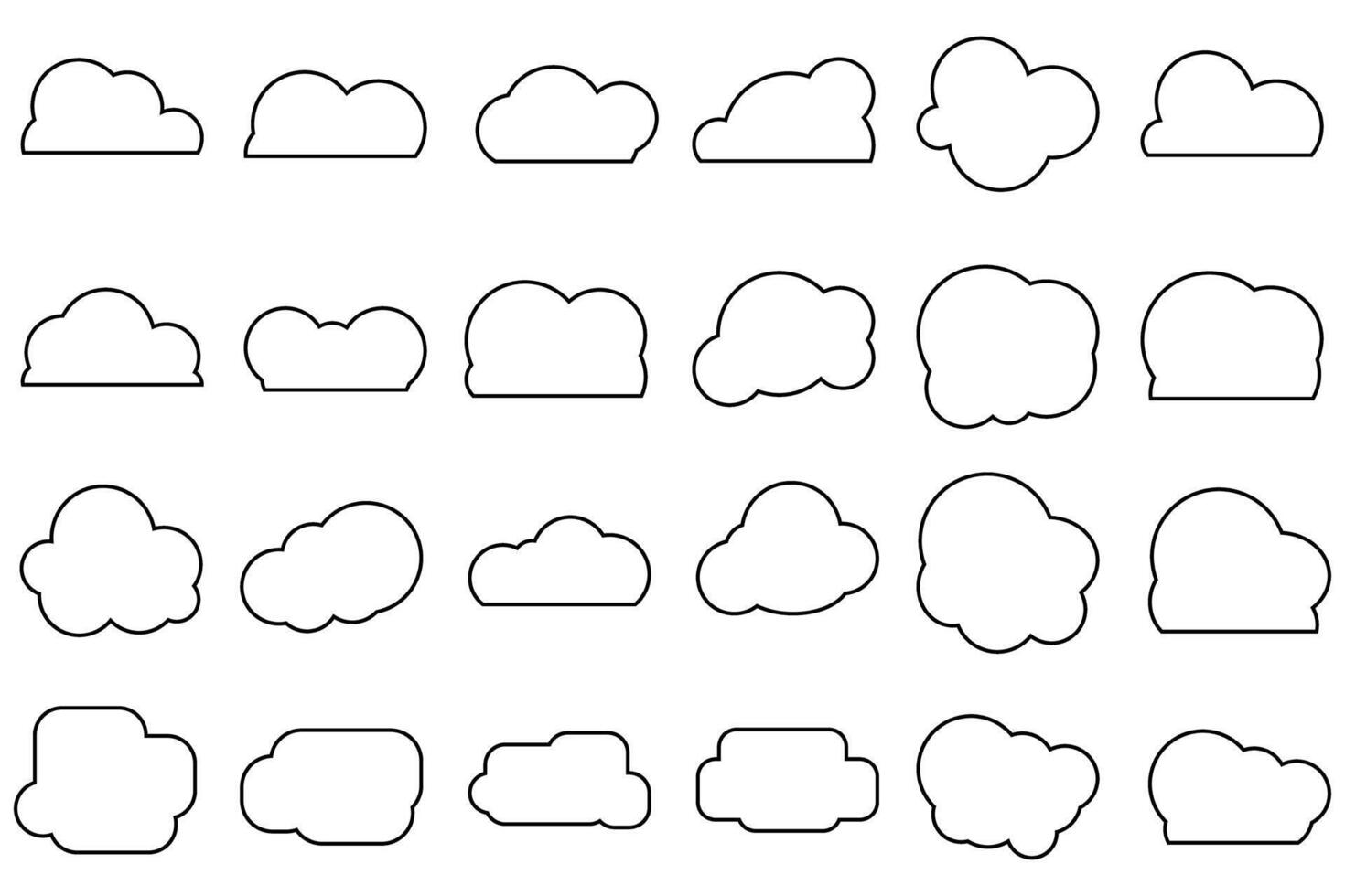 conjunto do nuvem desenho animado elemento. quadrinho bolha nuvem formas coleção dentro linha arte. vetor ilustração