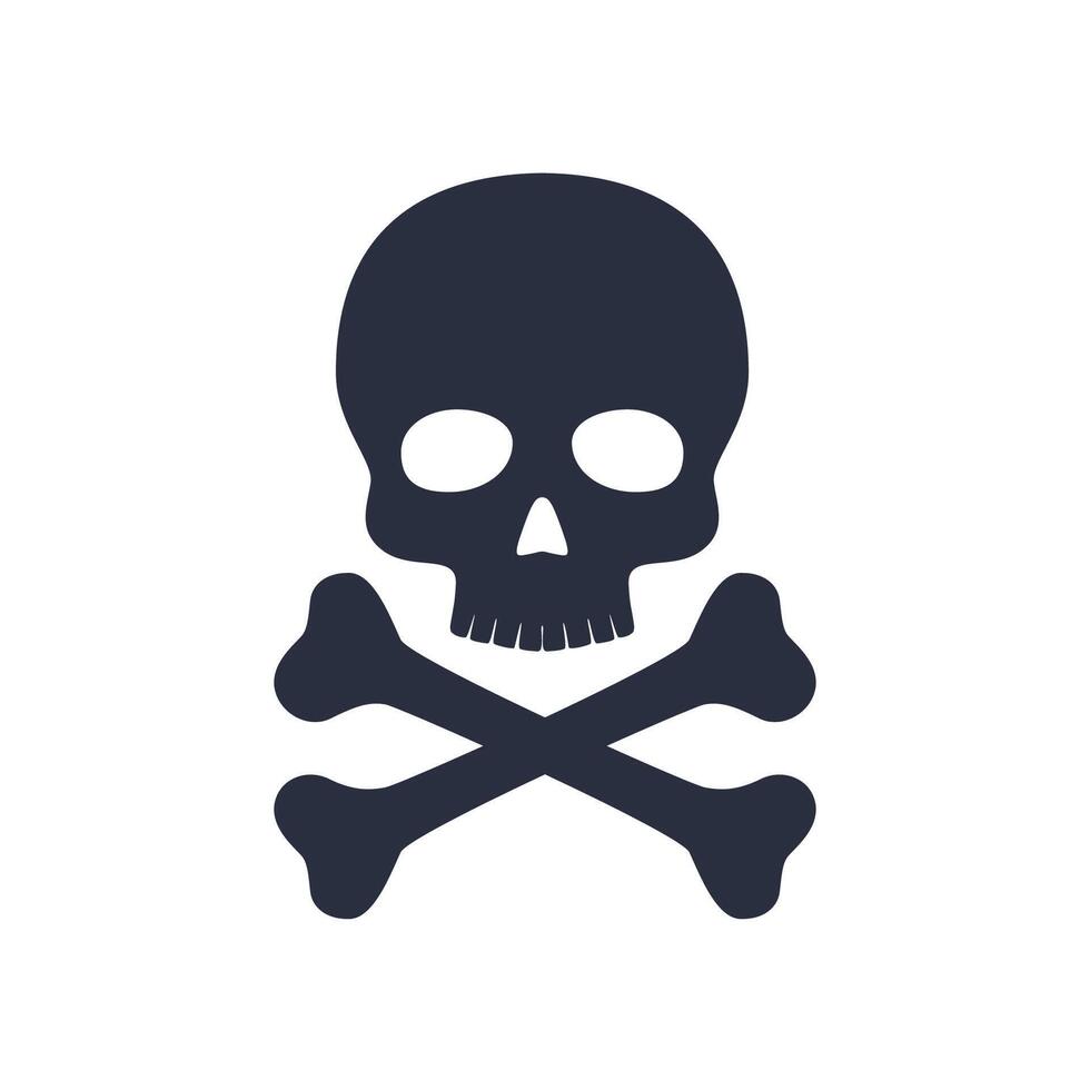 humano crânio com ossos cruzados logotipo modelo. morte camiseta Projeto. pirata insígnia conceito. Poção ícone ilustração, vetor. vetor