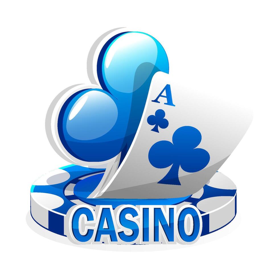 azul ícone para a casino. vetor ilustração pôquer cartões, clubes símbolo, e lasca jogos
