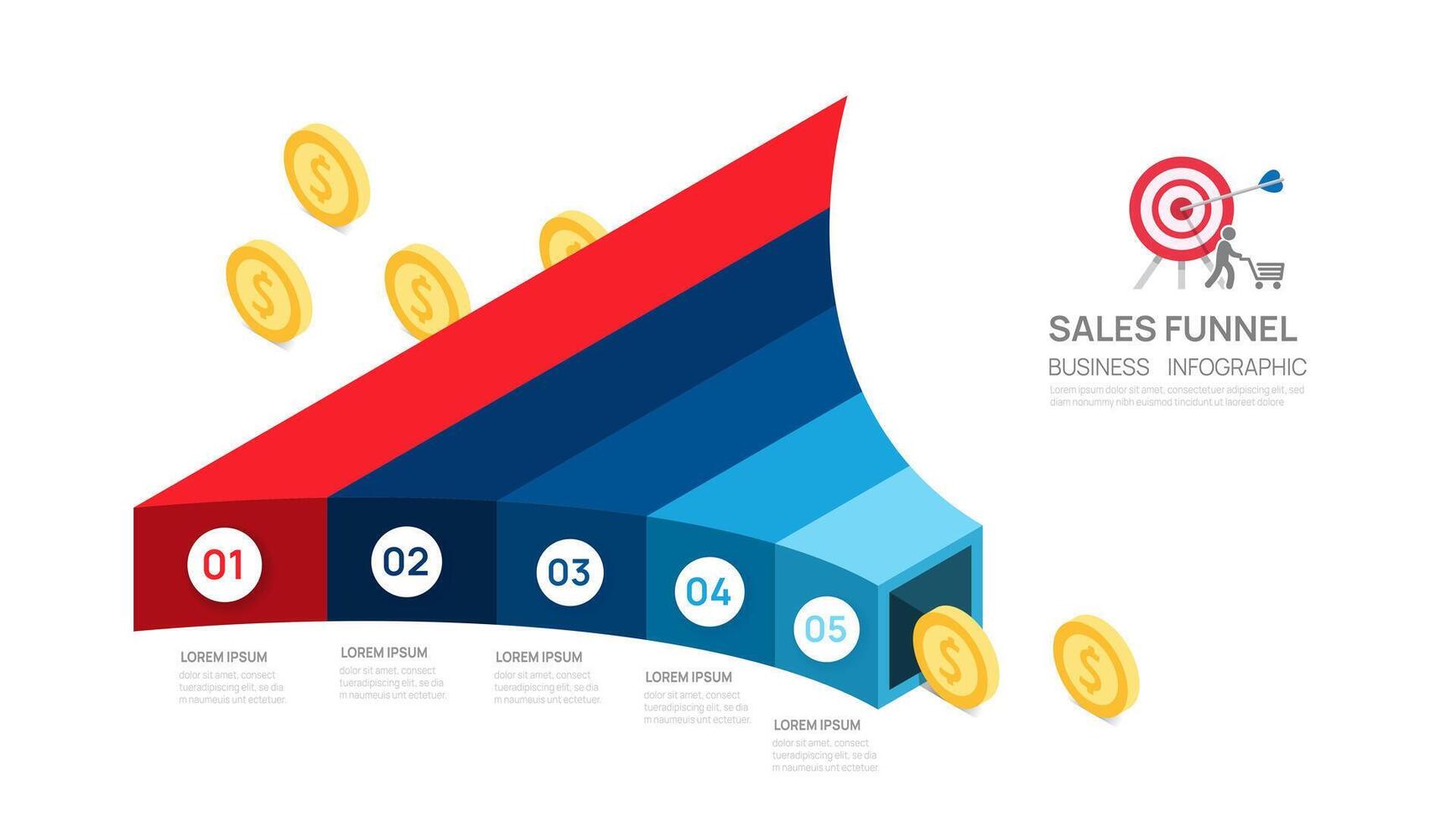 vendas funil social meios de comunicação infográfico modelo para negócios. moderno Linha do tempo de entrada etapa, digital marketing dados, apresentação vetor infográficos.