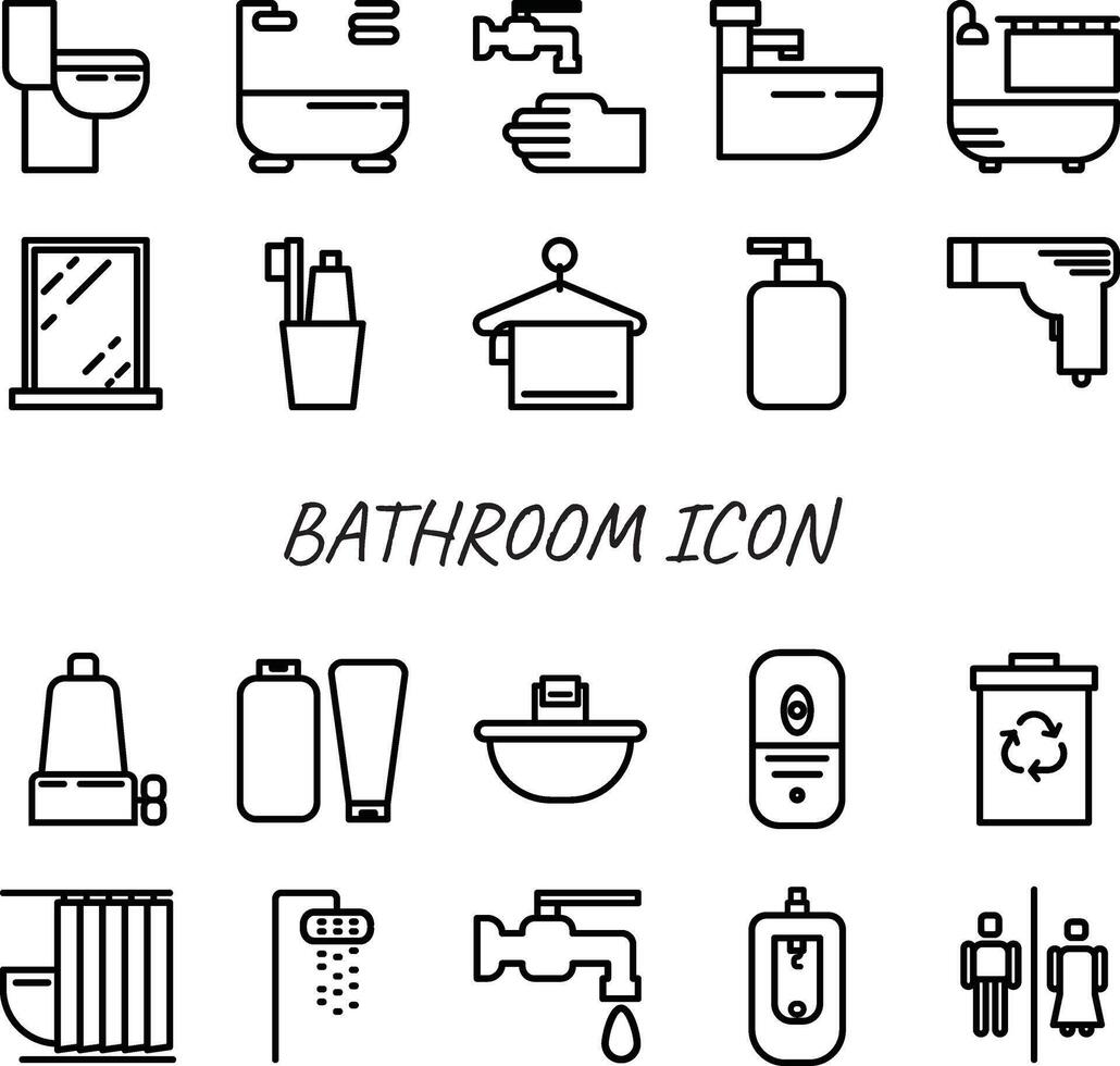 banheiro ícone conjunto linha estilo vetor