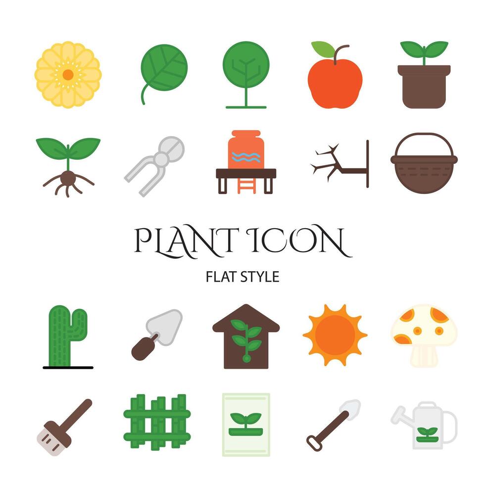 conjunto de ícones de plantas, estilo simples vetor