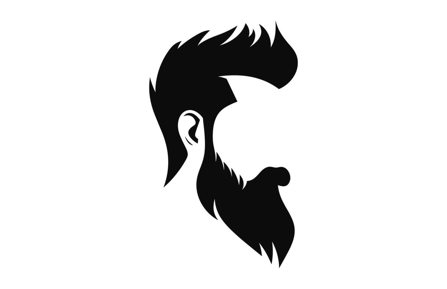 uma corte de cabelo com barba Preto silhueta vetor isolado em uma branco fundo