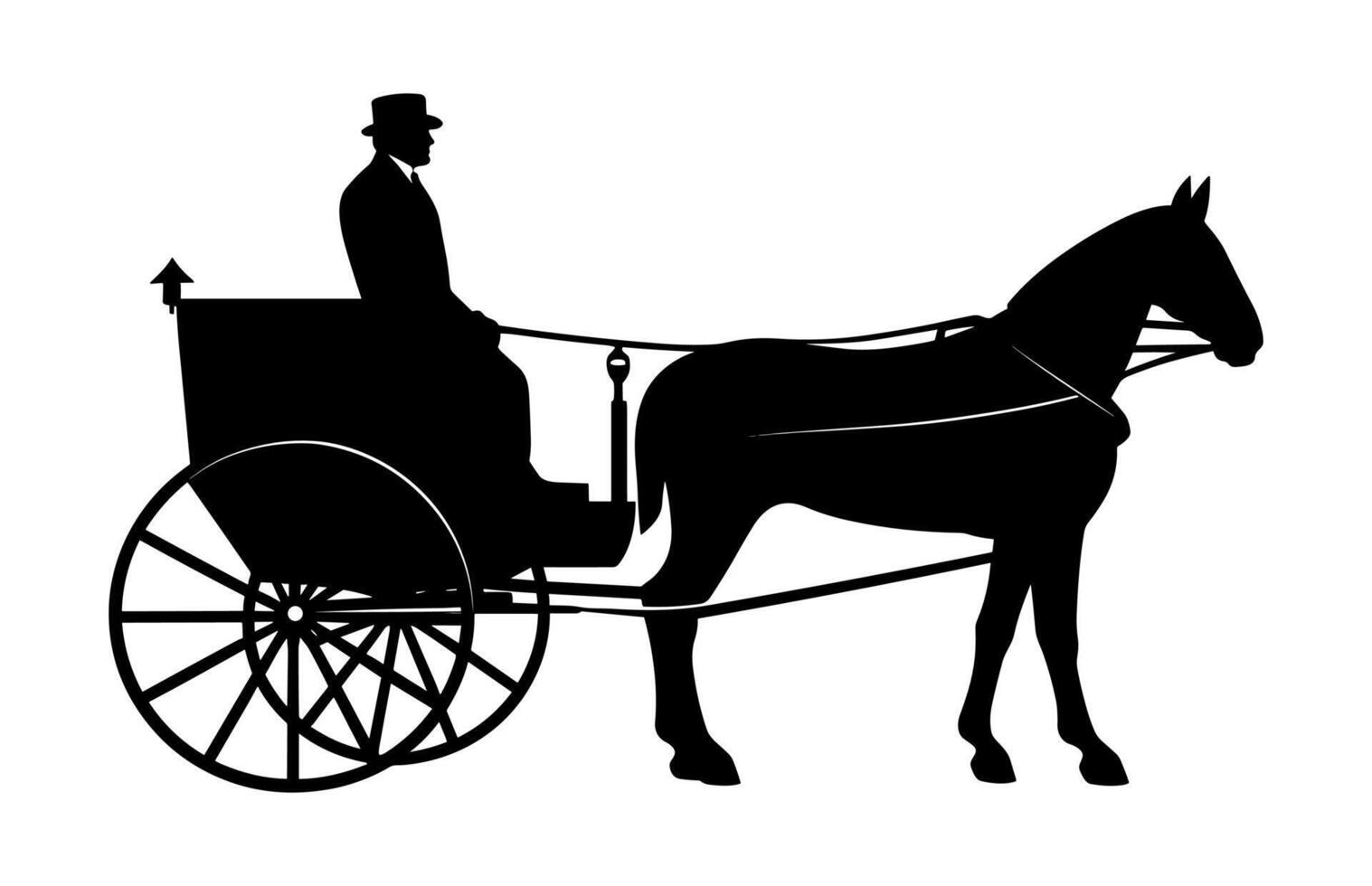 amish cavalo e buggy vetor Preto silhueta isolado em uma branco fundo