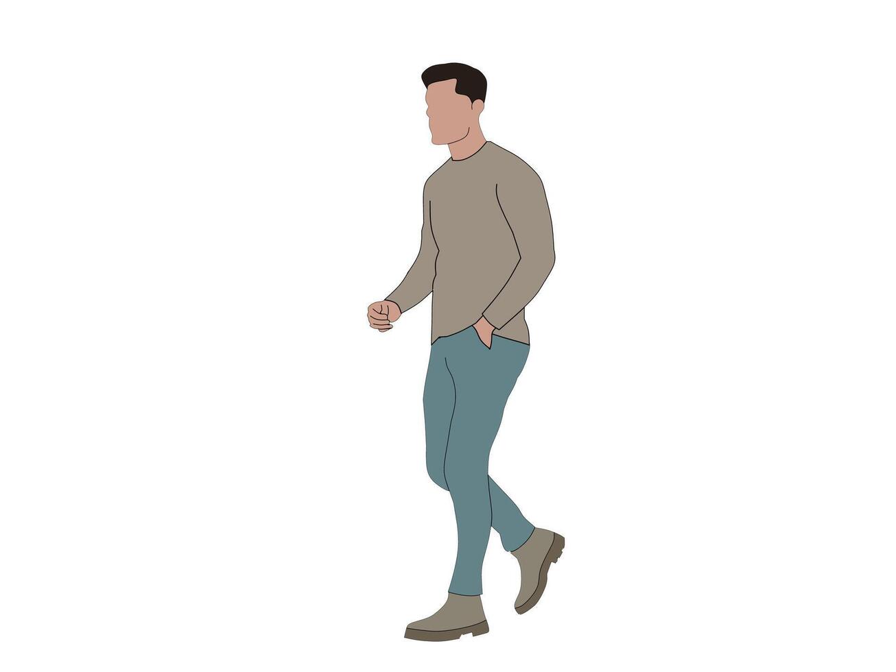 vetor plano face ilustração do cinzento cor roupas com luz azul calça em branco fundo. casual fundo masculino moda conceito.