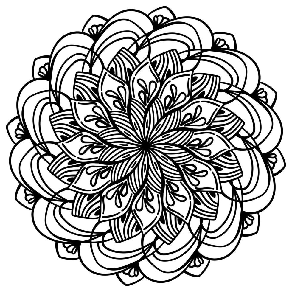 abstrato meditativo zen mandala com gotas e floral motivos, coloração página para criatividade vetor