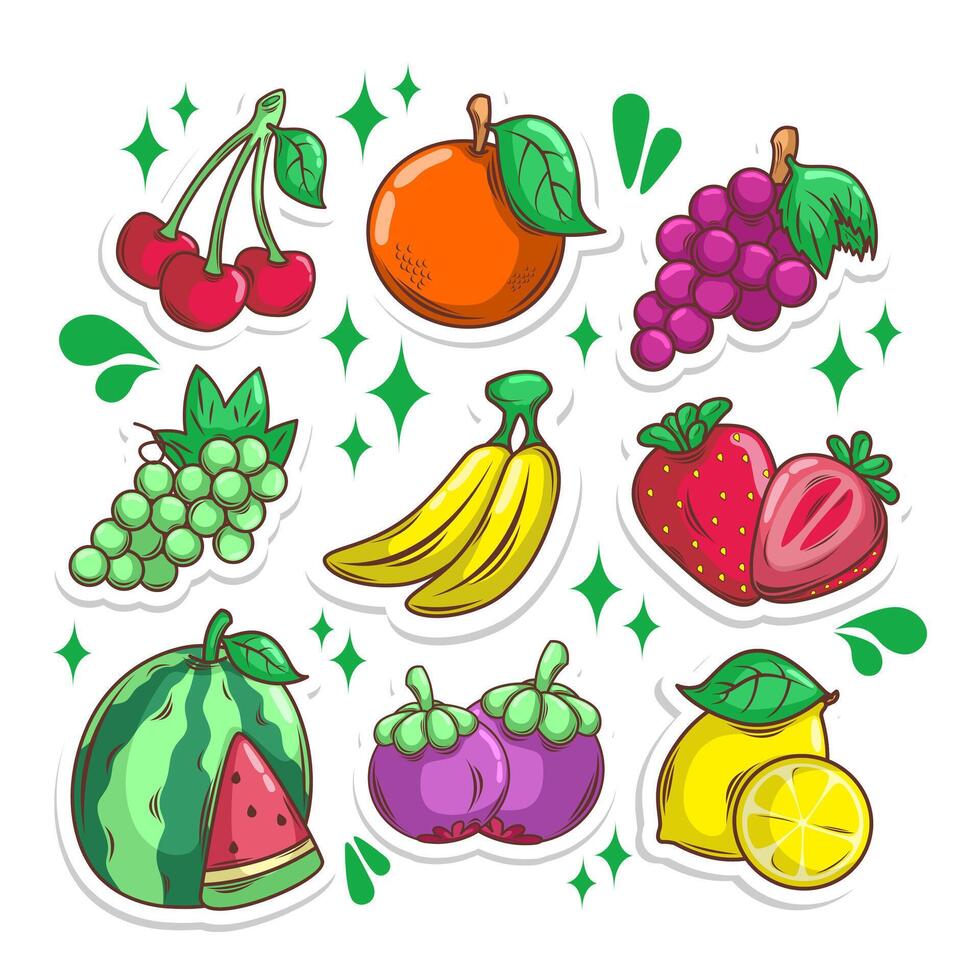 fruta desenho animado coleção definir. mão desenhar ilustração arte vetor