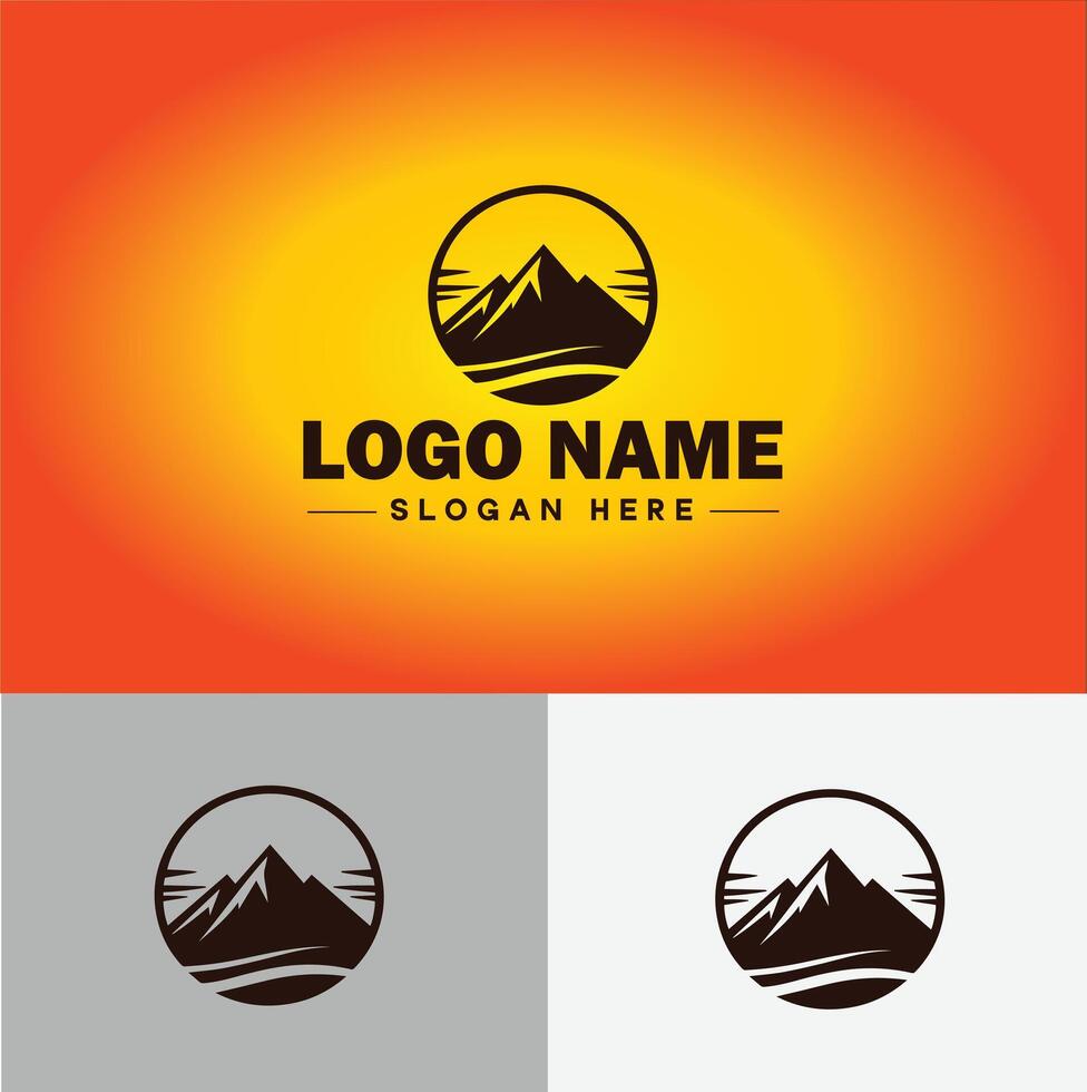 montanha pico cume logotipo vetor arte ao ar livre caminhada aventura ícone viagem logotipo modelo