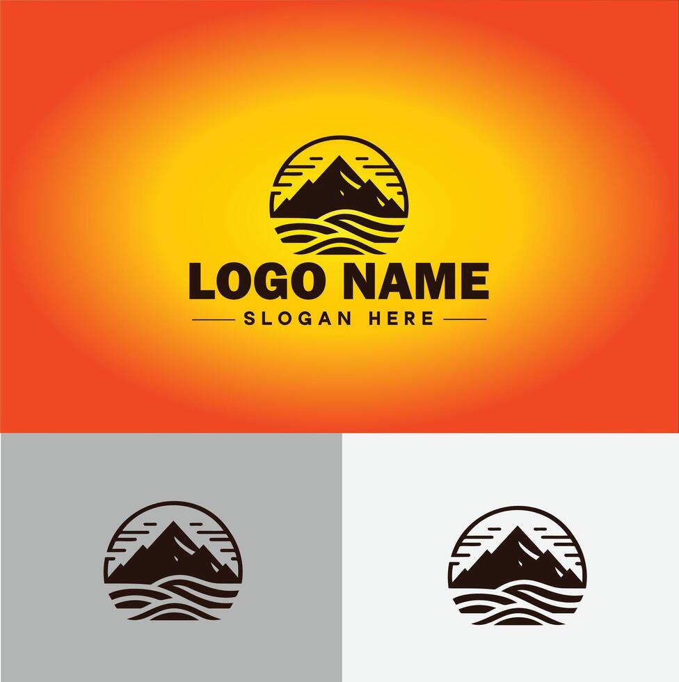 montanha pico cume logotipo vetor arte ao ar livre caminhada aventura ícone viagem logotipo modelo