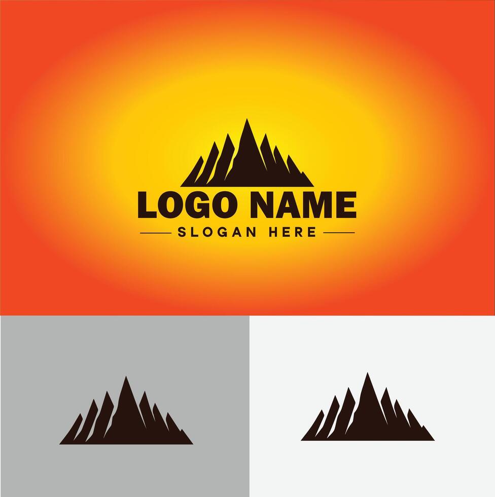 montanha pico cume logotipo vetor arte ao ar livre caminhada aventura ícone viagem logotipo modelo